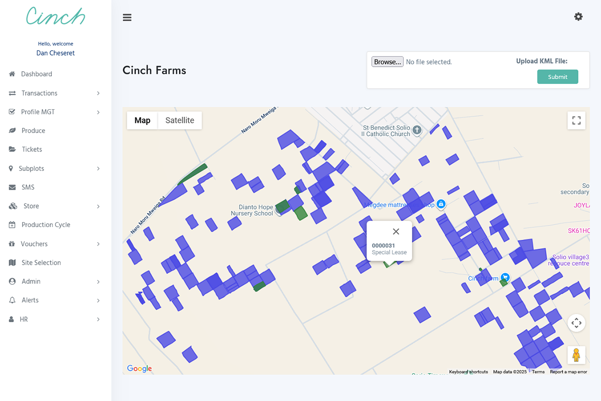 Cinch Markets Web App Farms Map