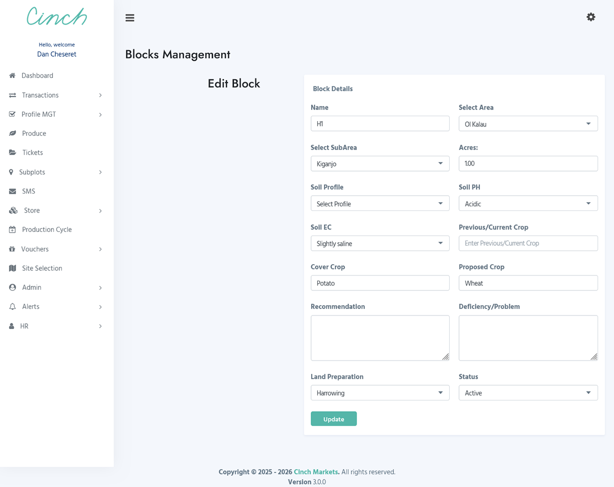 Cinch Markets Web App Blocks