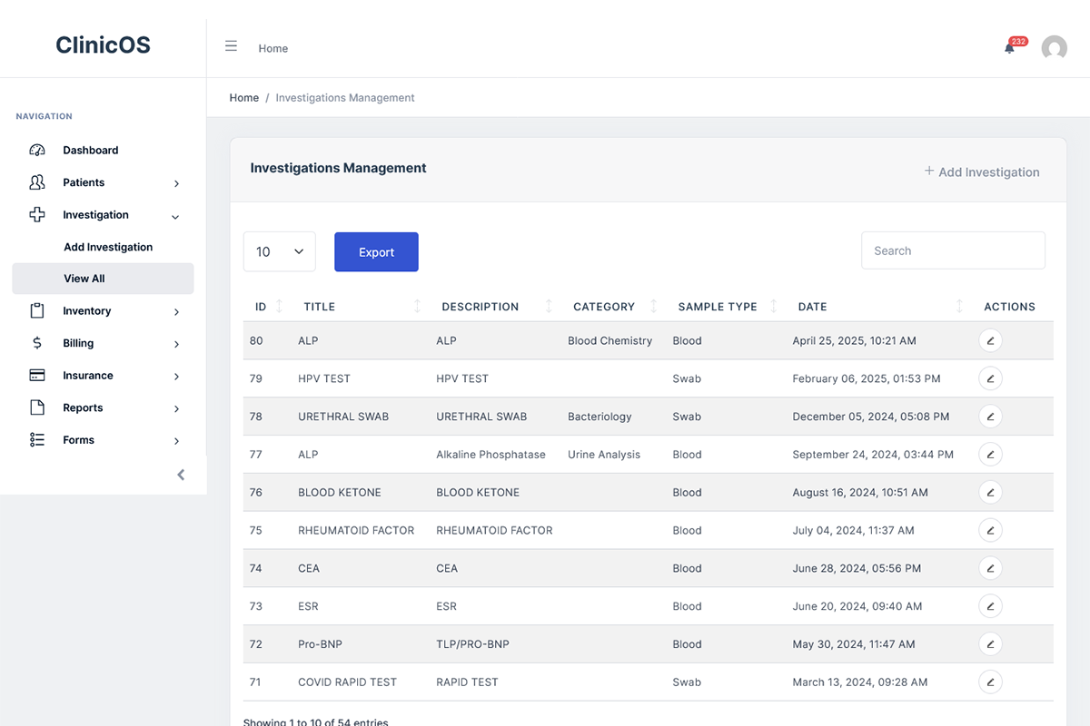ClinicOs Hospital Management Web App Investigations