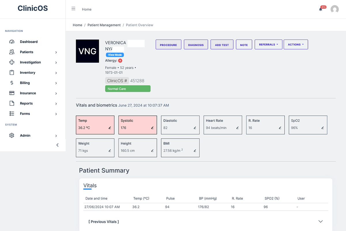 ClinicOs Hospital Management Web App Patient Profile