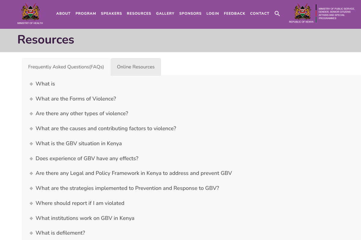 MOH GBV Conference 2022 Resources