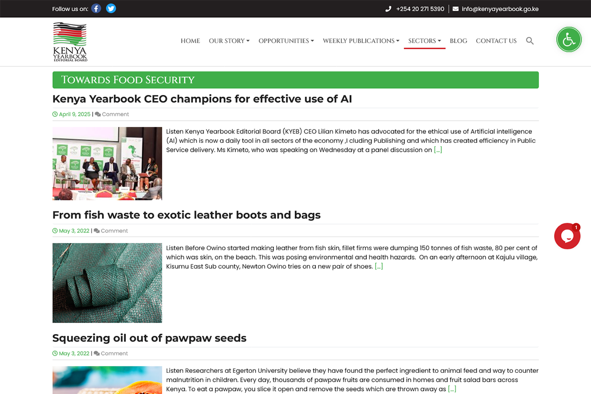 Kenya Yearbook Sectors - Towards Food Security